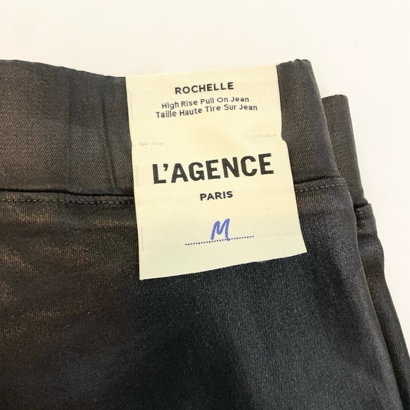 L’Agence Rochelle Coated High Rise Pull On Skinny Jeans Sz M Black - Picture 6 of 10